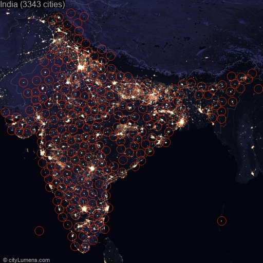 India night lights from space